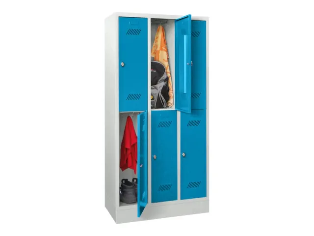 dubbeldekse locker,HxBxD 1850x900x500mm,3x2vak.,RAL7035,front RAL5012