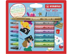 Viltstift STABILO Trio deco metallic assorti etui à 8 stuks