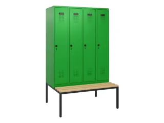 locker met bank,HxBxD 1950x1200x815mm,4vak,vak B 300mm,draaigrendel - 2