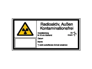 waarschuwings-combibord,v. binnen/buiten,Radioactief,PVC,HxB 74x148mm - 1