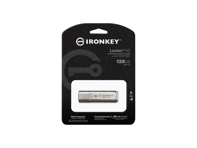 Kingston Technology IronKey Locker+ 50 USB Stick 128GB Zilver