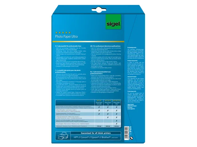 Inkjetfotopapier Sigel A4 Ultra 190 Gram Superwit 20 Vel H