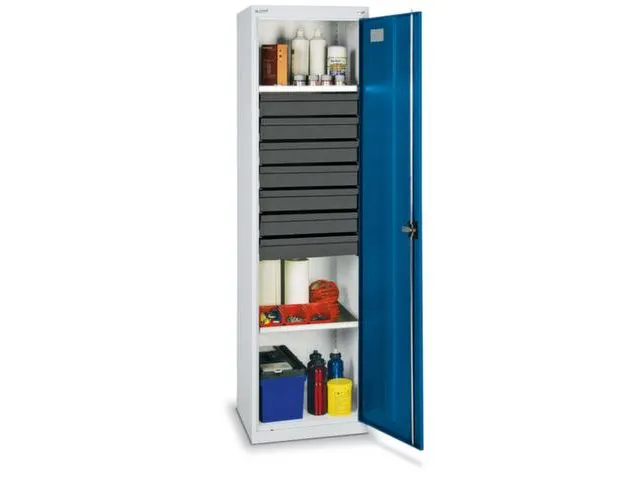 Materiaalkast 1800x500x500mm 2legborden Uitschuifbaar 7laden Ral5010