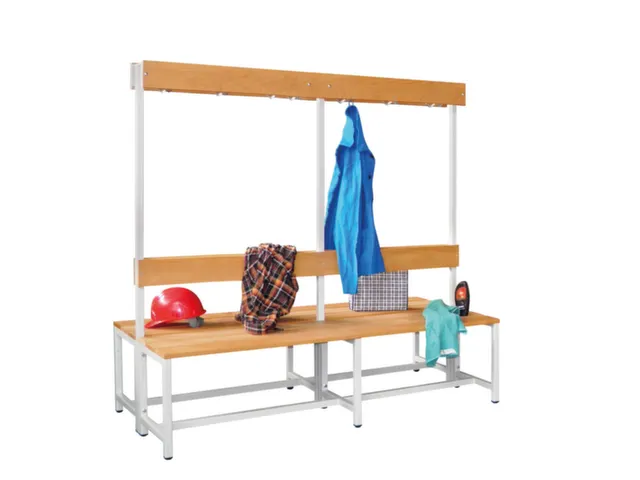 Banc Vestiaire Lxp 2000X770Mm Lames Bois Double Face Gris Clair