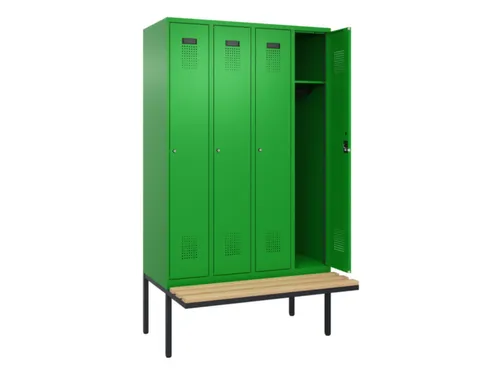 locker met bank,HxBxD 2120x1200x815mm,4vak,vak B 300mm,cilinderslot