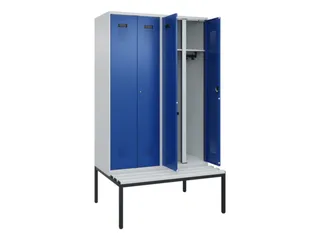 locker met bank,voor scheiding van kleding,HxBxD 2120x1200x815mm,4vak - 1