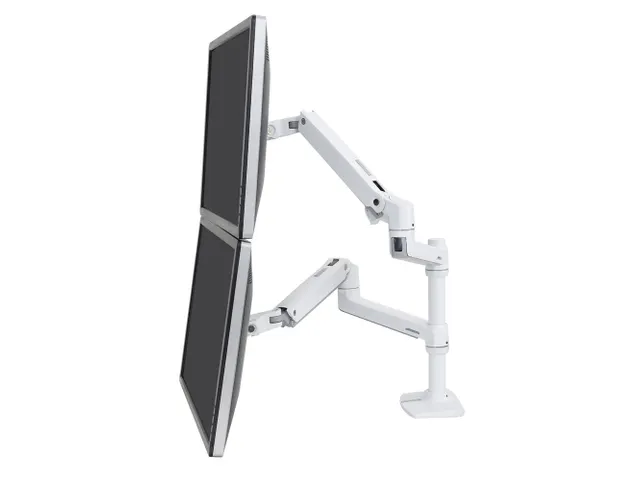 Monitorarm Dubbel Lx Stacking Wit 2 schermen