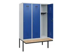 locker met bank,HxBxD 1950x1200x815mm,3vak,vak B 400mm,cilinderslot