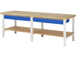 werkbank,HxBxD 790-1140x2500x900mm,beukblad,draagverm. 750kg - 1