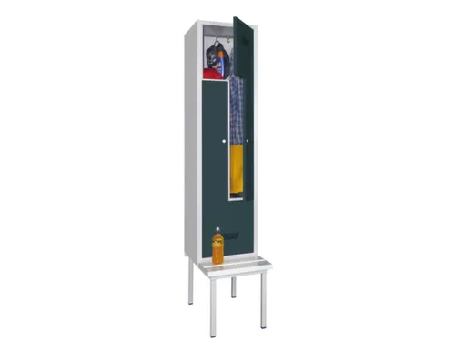 Z-garderobekast,HxBxD 2100x400x800mm,vak B 400mm,RAL7035,front RAL7016
