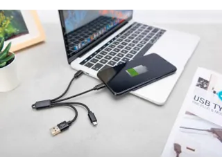USB-oplaadkabel 0,15m 3-in-1 Kabel Nylon Gevlochten Zwart - 4