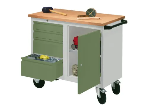 Werkplaatswagen 4 Laden 400kg Staalplaat Ral7035 Front Ral6011