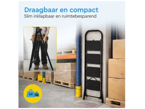 Huishoudtrap BRASQ 4 treden SLM400 zwart