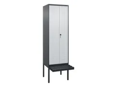 PBM-locker met bank,HxBxD 2120x600x815mm,2vak,vak B 300mm,draaigrendel