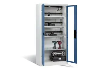 acculaadkast 1950x930x500mm 15stekkerdozen 230V ventilator fr. RAL5023 - 1