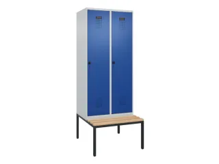locker met bank,HxBxD 2120x800x815mm,2vak,vak B 400mm,draaigrendel - 3