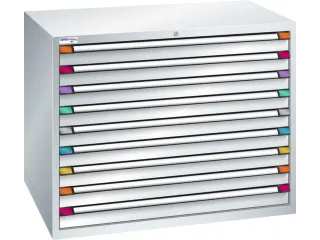 ladekast HxBxD 1000x1205x695mm 9laden RAL7035 front RAL7035 - 2