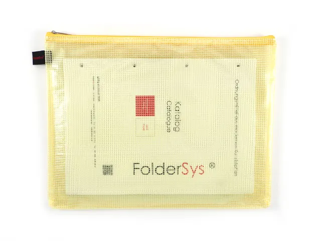 Trousse avec fermeture éclair Foldersys A4 PVC jaune transparent