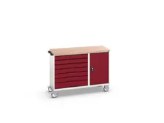 montagetafel 980x1300x600mm multiplexblad 7 laden kast front RAL3004