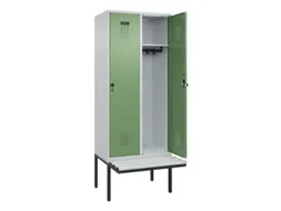 locker met bank,HxBxD 2120x800x815mm,2vak,vak B 400mm,draaigrendel