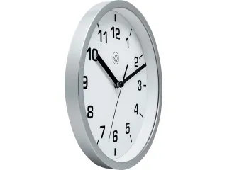 wandklok NXT diameter 20cm kunststof zilver, witte wijzerplaat cijfers - 2