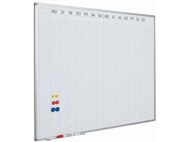 Planbord 90x120cm Softline profiel 8mm Dubbele week DU met dagenstrook