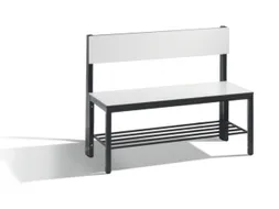 omkleedbank,HxLxD 796x1000x407mm,HPL wit,frame staal RAL7021,leuning