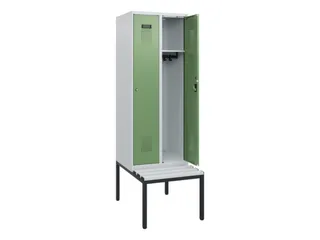 locker met bank,HxBxD 1950x600x815mm,2vak,vak B 300mm,cilinderslot - 1