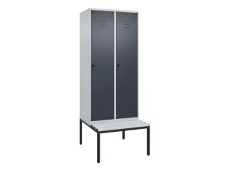 locker met bank,HxBxD 2120x800x815mm,2vak,vak B 400mm,draaigrendel - 1