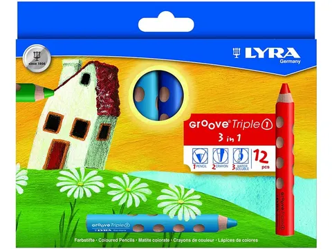 Kleurpotlood LYRA Groove Triple One extra dik set à 12 kleuren