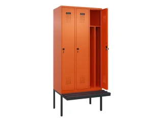 locker met bank,voor scheiding van kleding,HxBxD 2120x900x815mm,3vak - 1