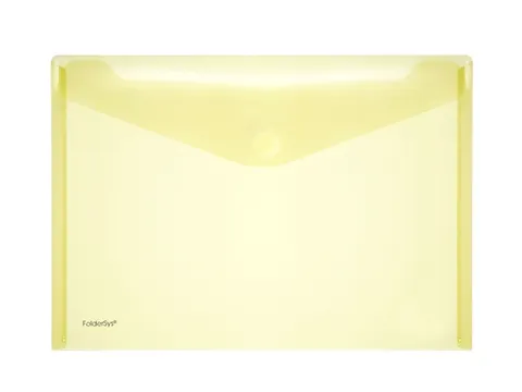 Enveloptas Foldersys A4 PP dwars transp geel A4 Velcro Envelop Geel