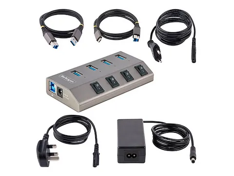 4-Port Self-Powered USB-C Hub met Individuele On/Off Schakelaars