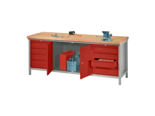 werkbank,HxBxD 900x2000x700mm,onderstel/romp RAL7035,front RAL3000