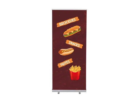 Roll-Banner 85x200 complete set met print "Broodjes Snacks Frites"
