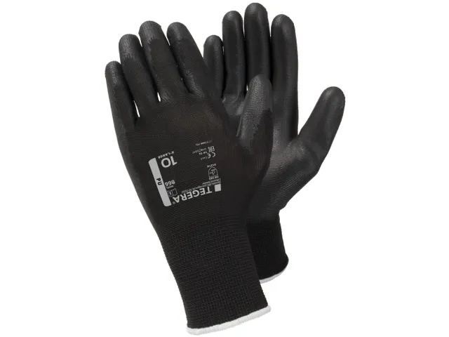 Tegera 866 polyester precisiehandschoenen zwart maat 10, per 6 paar