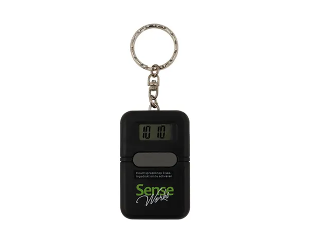 Sleutelhanger tijd Senseworks Nederlandssprekende reiswekker 6x4x1.5cm