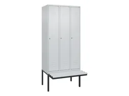 locker met bank,HxBxD 2120x900x815mm,3vak,vak B 300mm,cil.-slot