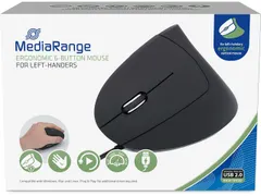 MROS231 MEDIARANGE muis 6knoppen ergonomisch kabel links zwart