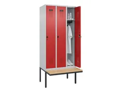 locker met bank,HxBxD 2120x900x815mm,3vak,vak B 300mm,draaigrendel