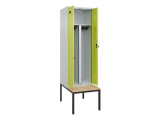 PBM-locker met bank,HxBxD 2120x600x815mm,2vak,vak B 300mm,draaigrendel - 1