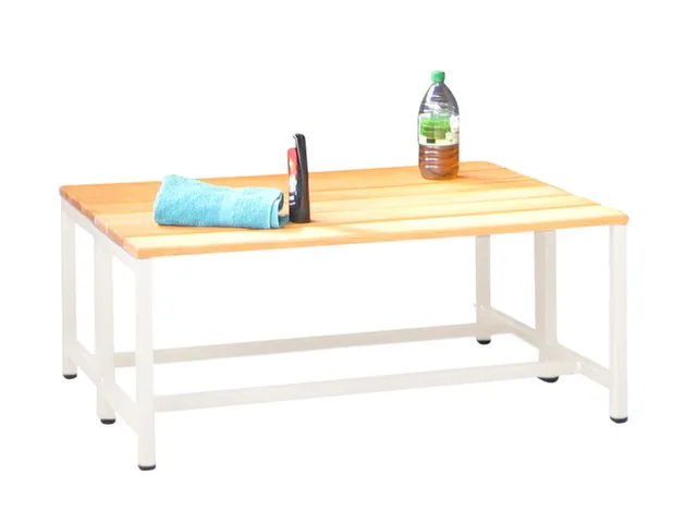banc double,LxP 1000x740mm,barrettes en bois hêtre,piètement RAL9010