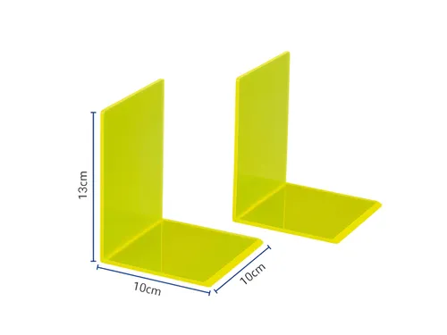 Boekensteun MAUL 10x10x13cm acryl set 2 neon geel transparant