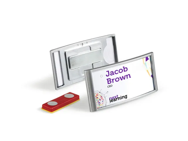 Badge Durable 8540 classic met magneet 30x65mm zilvergrijs