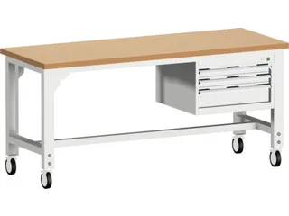 werkbank,verrijdbaar,HxBxD 840-1140x2000x750mm,beukenblad - 2