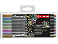Viltstift STABILO Pen 68/8 medium metallic assorti etui à 8 stuks