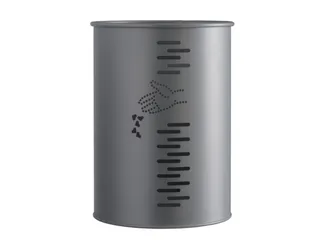 prullenmand,22l,HxØ 390x290mm,paalmontage,romp staal mangaangrijs - 1