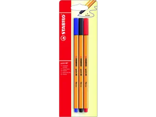 Fineliner STABILO point 88 0.4mm blister à 3 kleuren assorti - 3