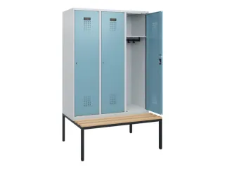 locker met bank,HxBxD 1950x1200x815mm,3vak,vak B 400mm,cilinderslot - 1