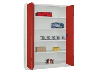 Vouwdeurkast 1950x1500x500mm 4legborden Verzinkt Ral7035 Front Ral3000 - 1